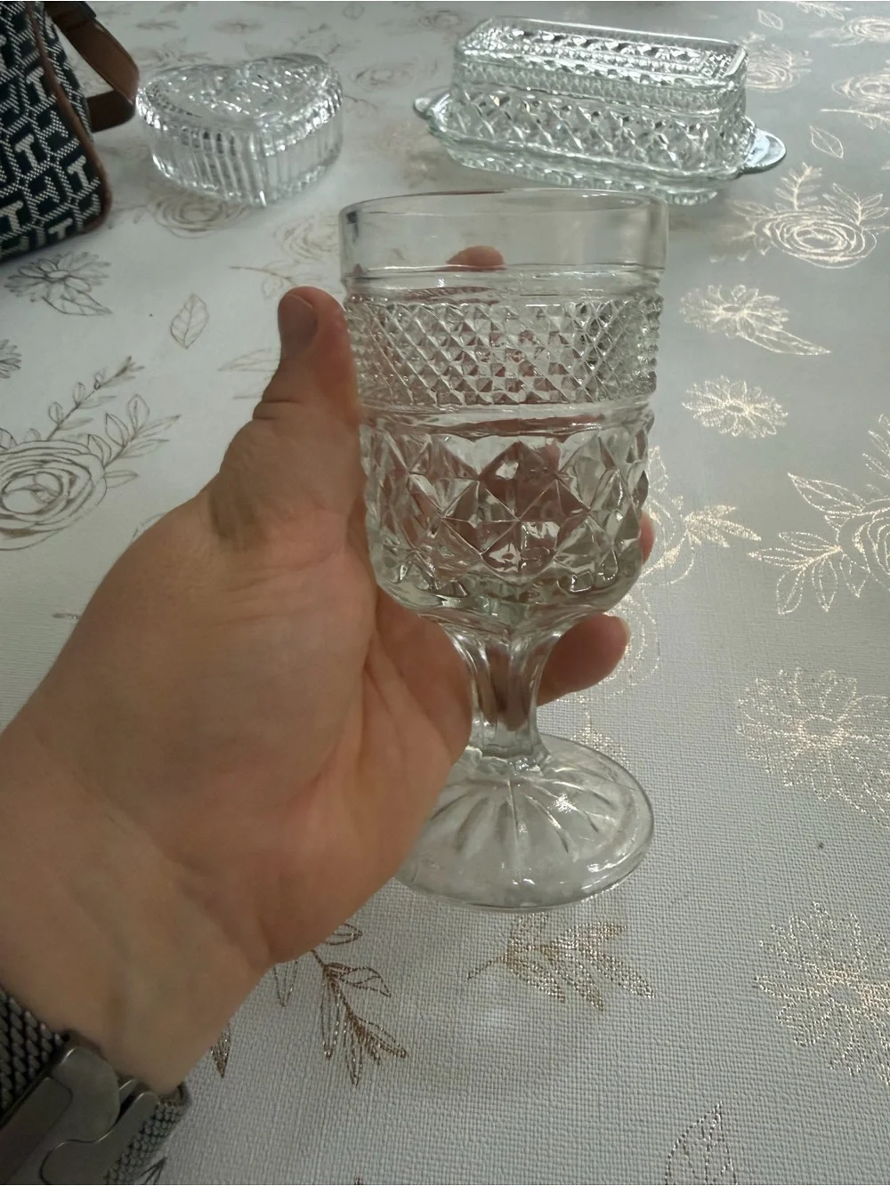 Vintage Anchor Hocking Wexford Clear Cut Glass Goblets - Set of 5, Elegant Foote